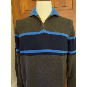 J.‎ Crew Quarter-Zip Pullover Sweater Mens Large Olive Colorblock Cotton